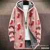 Elementos Navideños Transfronterizos a Todo Color Cardigan con Cremallera Holgado con Capucha para Hombre Ropa de Algodón DIY por Imagen