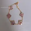 Nuevo Pulsera Bucci Láser Cinco Flores para Mujer, Versión Alta Oro V Incrustado con Diamantes, Pulsera de Piedra Ojo de Tigre Amazonita, Retro Palaciego