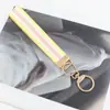 Pulseira de Pulso Fashion Transfronteiriça com Padrões Geométricos Coloridos, Pingente de Tira Curta, Chaveiro de Fita Jacquard, Cordão da Amazon