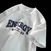 Camiseta retro americana color vino para hombre, de manga corta, talla grande, marca de moda de verano, algodón puro, corte holgado, top de media manga