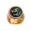 Anillo de acero inoxidable unisex pequeño de diseño redondo exquisito, mundo animal Rey León Dorado Nuevo japonés y coreano, multicolor