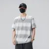 Nueva Camiseta de Verano 2026 con Rayas Anchas y Cuello Redondo para Hombre, Moda Clásica Versátil Estilo Diario en Pareja Corte Holgado Ropa Casual