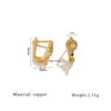 Accesorios para Pendientes de Aro Lisos con Anillas Colgantes Incrustados de Diamantes, Estilo Retro de Lujo Ligero, Chapados en Cobre Dorado, Forma de D, Accesorios para Pendientes DIY