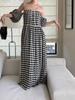 Vestido Cuadrado de Manga Abullonada para Mujer, Dos Formas de Usar, Vestido Tubo, Vestido Largo de Verano para Mujer Estilo Francés