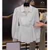 Camisa Elegante y Única para Adelgazar la Cintura para Mujer, Nuevo Diseño de Moda Otoñal, Tops de Rayas Contrastantes de Manga Larga para Mujer, Tendencia