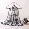 Bufanda de Seda Suave Nueva con Doble Estampado 70*180 Tamaño Grande Bufanda Larga para Mujer, Amigable con la Piel, Transpirable, Tacto de Lujo, Bufanda Chal