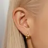 Pendientes de Aro Geométricos de Doble Capa con Pedrería, Clips para Orejas, Venta Caliente en Amazon, Metal Cobre, Personalidad, Persona Trendy, Pendientes INS, Accesorios para Orejas