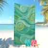 Toalla de Playa de Microfibra Estilo Simple Más Vendida Transfronteriza de Amazon para Vacaciones en la Costa, Toalla de Baño Ola del Océano Azul