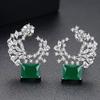 Brincos de pino de zircônio quadrado Jinse, brincos de cristal de cobre incrustados, brincos de zircônio, moda criativa, coreana, curvada, em forma de lua, para mulheres