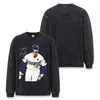 Camiseta de Manga Larga para Hombre Stewell Dallas Baseball Estilo Americano Peso Pesado, Corte Holgado, Hombro Caído, Algodón Puro, Top Lavado para Hombre
