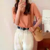 Camiseta de Base Gola Careca Coração de Frango, Roupa Íntima de Verão, Blusa Solta Cor Doce Verde Matcha, Malha Fina de Seda de Gelo Manga Curta para Mulheres