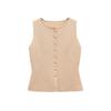 Moda Femenina Transfronteriza Europea y Americana Nueva Otoño 2025 Corte A Botones Cuello Redondo Sin Mangas Chaleco W08 26249