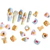 Lindo Oso de Mantequilla de Dopamina Dibujo Animado Joyería para Uñas Donut Tridimensional Resina Armadura Portátil Decoración Pequeños Accesorios