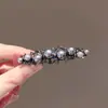 Pinza de Pelo Horizontal de Perla Estilo Francés Vintage Clip de Resorte para Medio Peinado Hueco con Pedrería Pinza para el Cabello Pinza para el Cabello de Gama Alta Tocado