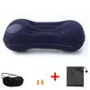 Almohada Inflable para Exteriores, Almohada Cuadrada Plegable Flocada, Máscara para Ojos, Juego de Tapones para los Oídos, Soporte Cervical para Dormir, Cojín Lumbar para Viajes Largos