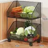 Prateleira de Armazenamento para Cozinha para Uso Doméstico, Multicamadas, Grande Capacidade, Cesta de Legumes, de Chão, Organizador Móvel de Armazenamento de Frutas e Legumes