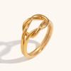 Tendencia de Moda Transfronteriza Europea y Americana Acero Inoxidable Chapado en Oro de 18K Diamante Nudo de Flor Amor Gota de Aceite Anillo Scroll para Mujer