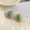 Pendientes de Flor de Pintura al Óleo del Arte de Van Gogh, Pendientes Elegantes de Moda Retro Literaria, Agujas de Plata, Pendientes Medievales de Alta Gama