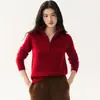 Ajuste relajado~suéter de cachemir de bebé suave y cómodo para mujer, con media cremallera, suéter de punto cálido y versátil