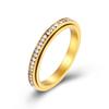 INS Simples 3mm Círculo Completo Diamante Rotativo Titânio Aço Anel Luz Luxo Elegante Empilhado Descompressão Desgaste Anel de Cauda Feminino