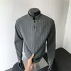Moletom estilo americano para homens, primavera e outono, camiseta de manga longa listrada de peso pesado, padrão espinha de peixe masculino, camada interna casual