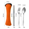 Juego de Cubiertos Portátil de Acero Inoxidable para Cuchillo, Tenedor, Cuchara y Palillos, 5 Piezas para Estudiantes, Picnic al Aire Libre, Viaje, con Logo Imprimible