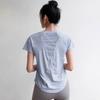 Traje de Ropa de Yoga de Malla para Mujer Ropa de Entrenamiento de Pilates Manga Corta Delgado Holgado Secado Rápido Running Deportes Fitness Top