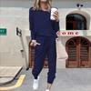 2026 Amazon Otoño Nuevo Transfronterizo Europeo y Americano Tallas Grandes Shopee Conjunto de Moda Casual Color Sólido para Mujer