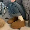 Zapatos de Algodón para Mujer Invierno Más Terciopelo Zapatos Birkenstock 2026 Nuevos Zapatos de Piel sin Cordones Botas de Nieve de Suela Gruesa Mocasines