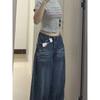 Jeans Azules Retro Americanos de Pierna Ancha para Mujer en Primavera y Otoño, Talla Grande para Gorditas mm Cintura Alta Figura de Pera Delgada Pantalones Rectos Sueltos