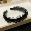 Diadema Negra para Mujer Primavera y Verano Nuevo de Alta Calidad Presión Superior Craneal Diadema para Recoger el Cabello Pinza para el Cabello Plisada Pequeña de Ala Ancha para Moldear el Rostro