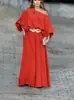 Conjunto de Verano 2026 Transfronterizo Europeo y Americano para Mujer, Nuevo, Hombros Descubiertos, Manga Larga, Color Sólido, Holgado, Casual, Pantalones de Pierna Ancha, Ropa para Mujer