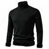 Suéter de cuello alto con forro de polar para hombre, tejido de punto polar engrosado de una pieza para invierno, jersey base cálido ajustado estilo coreano para hombre