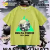Nova Camiseta Delta Force Weilong Rosa Vermelho Comedor de Ouro Lobo para Meninos, Manga Curta Estudante Solta Tendência