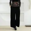 Pantalones Sueltos de Pierna Ancha de Terciopelo 100% Seda de Morera de Gama Alta para Mujer con Cintura Semi-Elástica, Pantalones Casuales de Seda con Efecto de Caída para Primavera