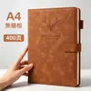 Cuaderno A4 con Logo Personalizado, Piel PU Engrosada, Cuaderno para Reuniones de Negocios, Diseño de Cabeza de Ciervo de Alto Valor, Diario de Estudiante