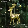 Decoraciones de Navidad, adornos dorados para árbol de Navidad, copos de nieve creativos, zapatos de cristal, colgantes de renos, accesorios galvanizados, colgantes
