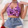 AYJ Nuevo Top Tubo Sexy Ajustado sin Espalda con Lentejuelas y Cuello Halter Europeo y Americano Y2562