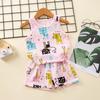 Conjunto de Chaleco de Malla Fina de Algodón de Verano para Niños Bebés Niños y Niñas Hueco Sin Mangas Shorts Conjunto de Dos Piezas Moda Infantil