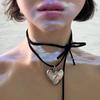 Han Suxi Mesmo Estilo Metal Pêssego Coração Multi-Uso Corda De Couro Colar Doce Legal Amor Colar De Renda Para Mulheres