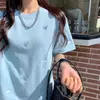 Camiseta de Manga Corta de Moda Bordada Versátil para Mujer Cuello Redondo Elegante Ajustada Estilo Coreano Nuevo de Tendencia Top de Nicho