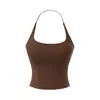 Top Sexy Hermoso Espalda Descubierta para Mujer, Grande, Espalda al Aire, Cuello Halter, Almohadilla en el Pecho Extraíble, Expansión Exterior, Adelgazante, Camisola Corta Ajustada