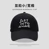 Gorra de Béisbol Azul Marino para Mujer de Borde Ancho Estilo Coreano con Bordado de Letras para Caras Grandes, Mismo Estilo que Lu Yuxiao