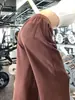 Pantalones de Pierna Ancha Color Café para Mujer Primavera Otoño 2026 Nuevos de Cintura Alta con Caída Adelgazantes Casual Americano Pierna Recta Yoga Deportivos Pantalones de Chándal
