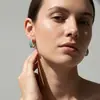 Aretes Cuadrados Turquesa Azul Estilo Francés, Lujo Ligero, Diseño de Nicho Exquisito y Único, Aretes de Alta Gama con un Aspecto Versátil y Elegante