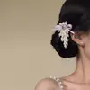 Presilha de cabelo com laço multicamadas e pingente de pérola, estilo princesa delicado para o lado, versátil e elegante para penteados presos e franjas