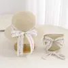 Sombrero de paja de ala ancha de verano para niñas, sombrero de playa con protección solar para niñas, estilo padre-hijo para salidas de bebés niñas en verano