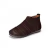 Botines para mujer de estilo artístico y vintage, hechos de piel de flor, con una abertura en forma de V, suela plana, cremallera lateral y plantilla suave y cómoda, perfectos para uso casual en la temporada de otoño 2026