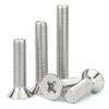 Parafuso de cabeça escareada cruzada GB819 de aço inoxidável 304, parafuso de cabeça chata, fio de máquina completo, fonte M1-M8, fabricante