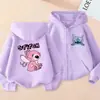 Sudadera con capucha estampada de moda Lilo & Stitch de dibujos animados de la frontera para niños y niñas, suéter holgado